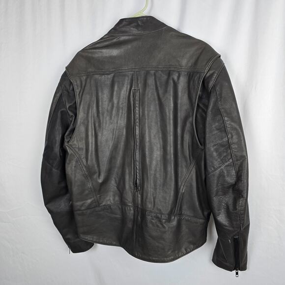 Harley Davidson Leather Motorcycle Jacket Men's M Black Biker Bomber USA - Picture 8 of 16